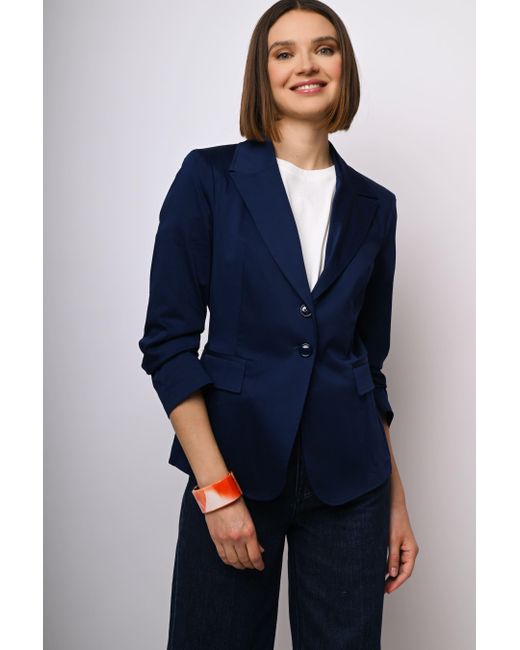Blazer Monopetto Con Maniche Arricciate di NUNA LIE in Blue