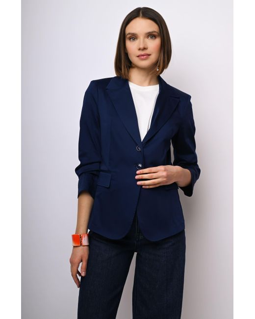 Blazer Monopetto Con Maniche Arricciate di NUNA LIE in Blue
