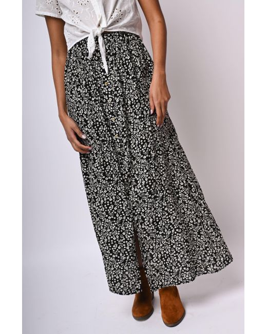 Gonna Lunga A Stampa Floreale Con Bottoni di NUNA LIE in Black