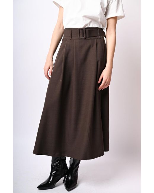 Gonna Midi Con Cintura di NUNA LIE in Brown