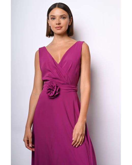 Abito Lungo Con Cintura E Rosa 3D di NUNA LIE in Purple