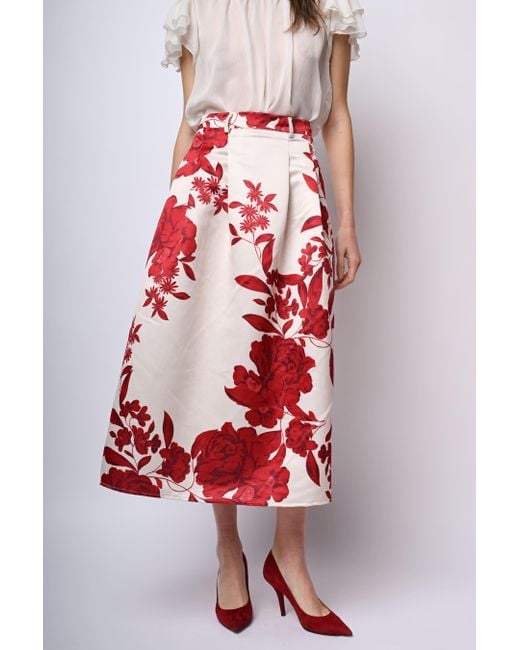 Gonna Midi A Stampa Floreale di NUNA LIE in Red