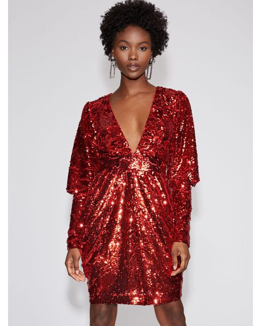 New York Company Synthetic Red Sequin Sheath Dress Gabrielle