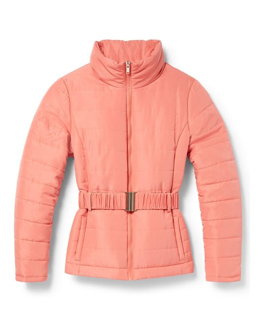 New York & Company Synthetic Belted Puffer Jacket in Coral ...