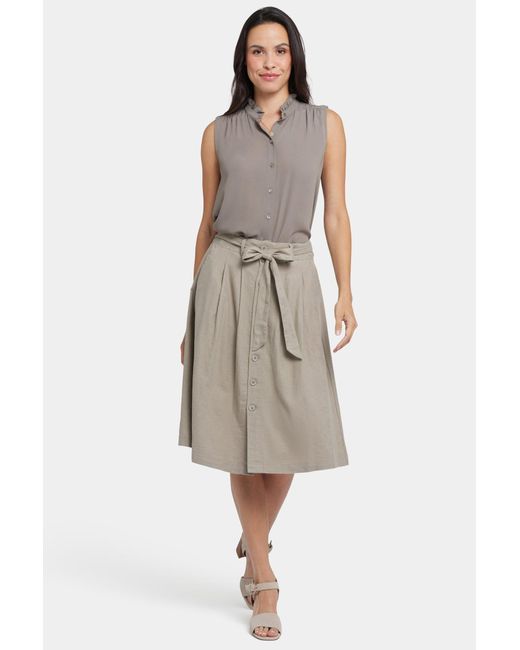 NYDJ Natural Button Front Midi Skirt In Saddlewood