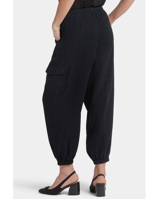 NYDJ Relaxed Cargo Ankle Pull-on Pants In Overdye Black