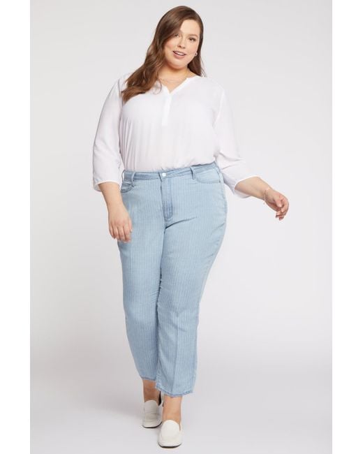 NYDJ Blue Relaxed Straight Ankle Jeans
