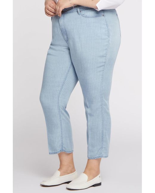 NYDJ Blue Relaxed Straight Ankle Jeans