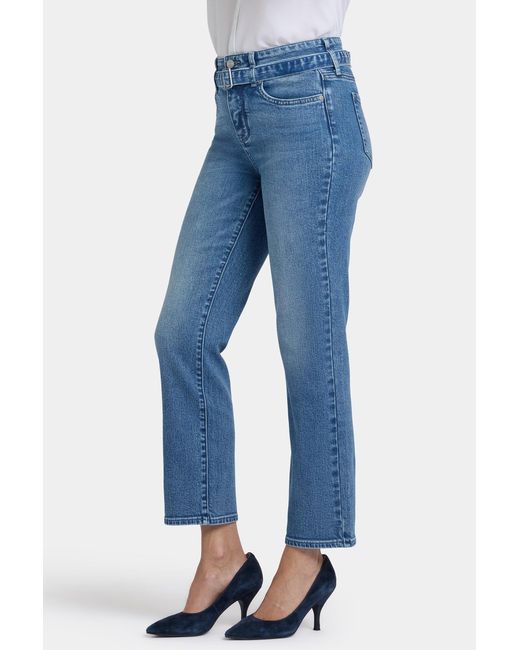 NYDJ Blue Marilyn Straight Ankle Jeans In Washed Crystal