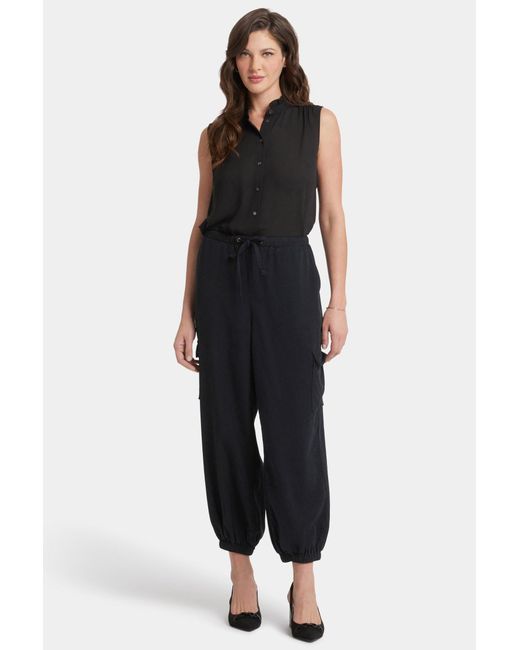 NYDJ Relaxed Cargo Ankle Pull-on Pants In Overdye Black