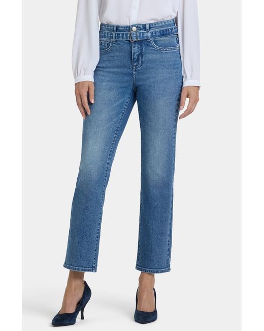NYDJ Blue Marilyn Straight Ankle Jeans In Washed Crystal