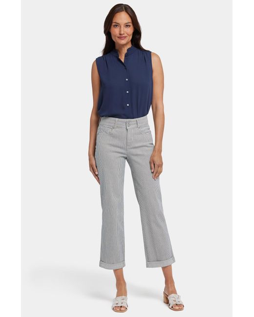 NYDJ Blue Bailey Relaxed Straight Crop Jeans In Luarca Stripe