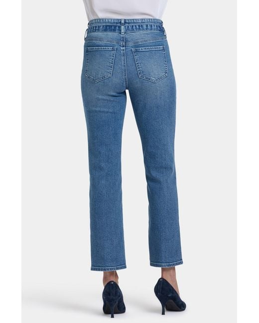 NYDJ Blue Marilyn Straight Ankle Jeans In Washed Crystal