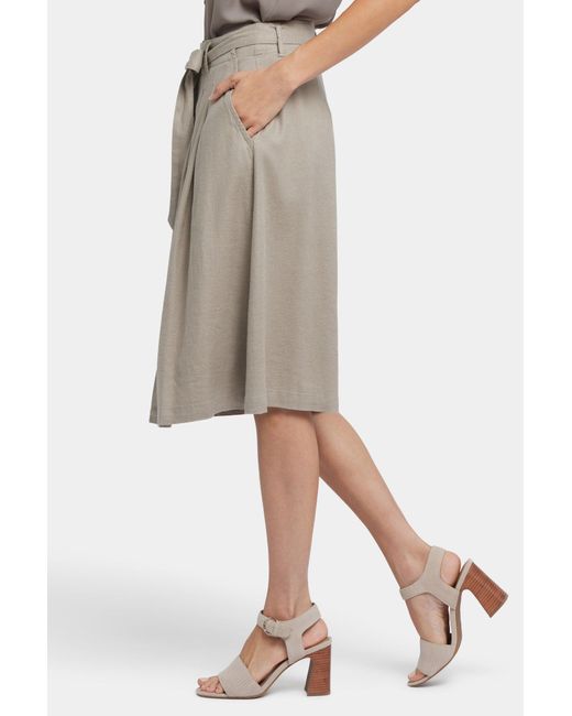 NYDJ Natural Button Front Midi Skirt In Saddlewood