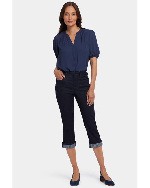 NYDJ Blue Marilyn Straight Crop Jeans In Rinse