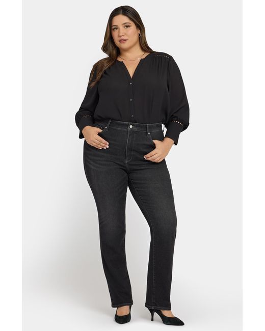 NYDJ Women's Black Marilyn Straight Jeans