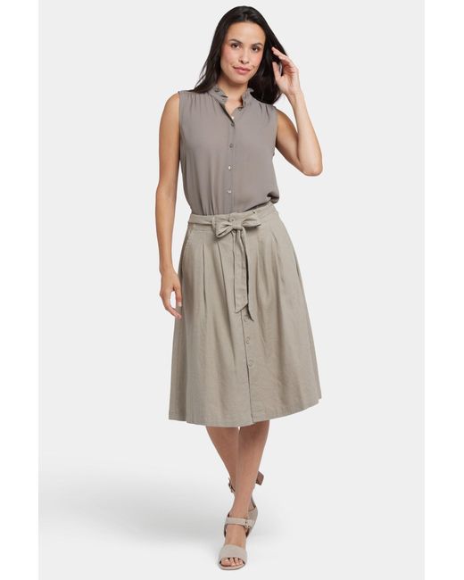 NYDJ Natural Button Front Midi Skirt In Saddlewood