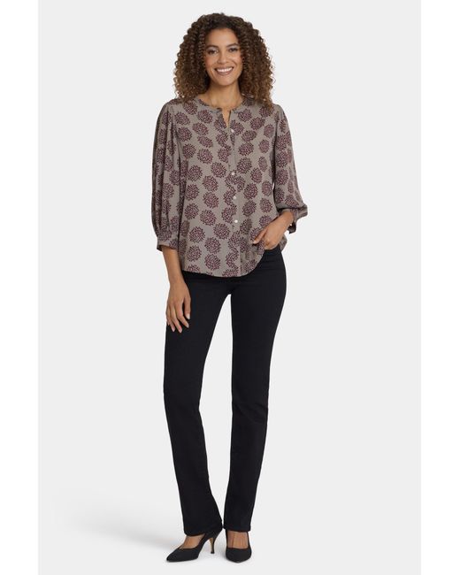 NYDJ Brown Bonnie Blouse In Valenton