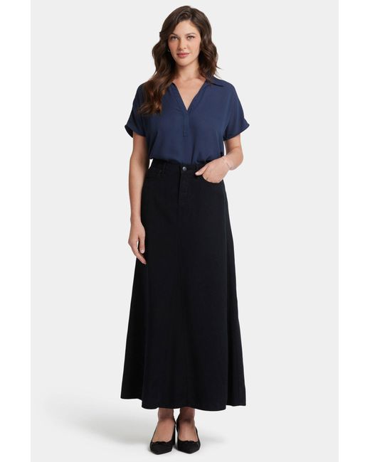 NYDJ Blue 5 Pocket Maxi Skirt In Overdye Black