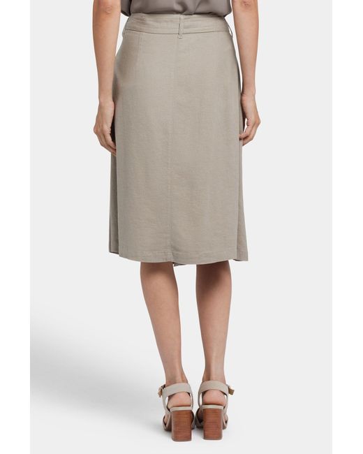 NYDJ Natural Button Front Midi Skirt In Saddlewood