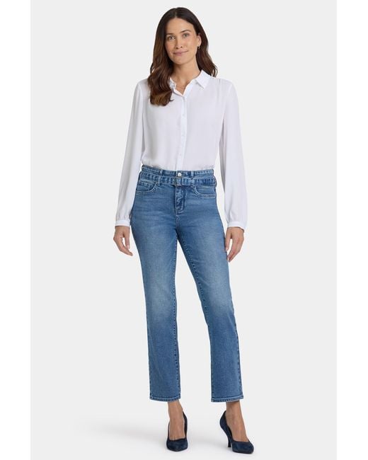 NYDJ Blue Marilyn Straight Ankle Jeans In Washed Crystal