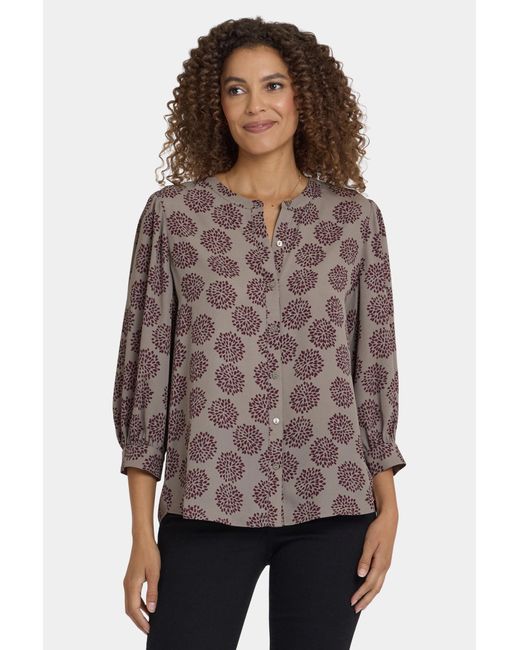 NYDJ Brown Bonnie Blouse In Valenton