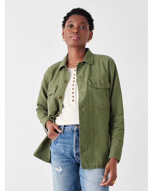 Faherty Savannah Cotton Overshirt in Green | Lyst