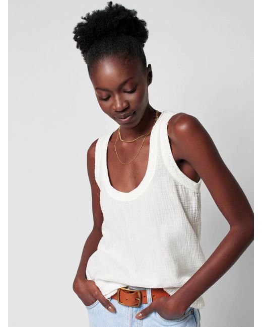 Faherty Dream Cotton Gauze Scoop Tank in White Lyst
