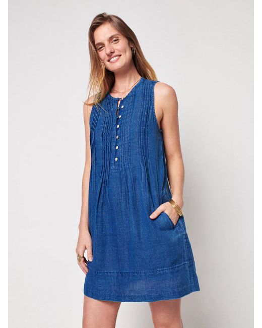 Faherty Dream Cotton Gauze Isha Dress in Indigo (Blue) Lyst