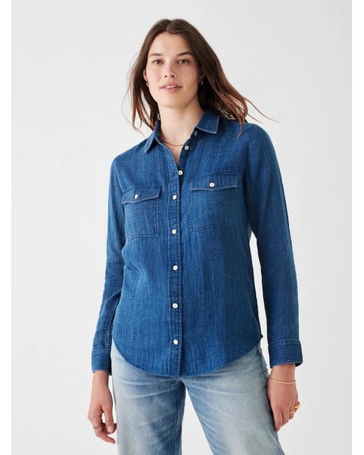 Faherty Cotton Indio Shirt in Mid Indigo (Blue) | Lyst