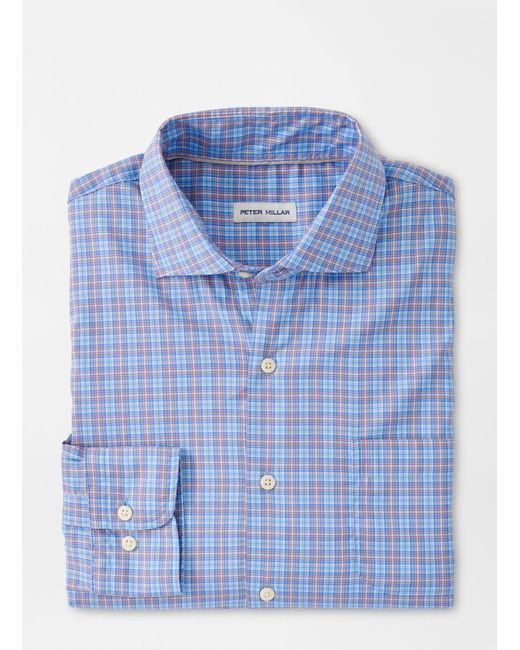 Peter Millar Upland Cotton-stretch Sport Shirt in Blue for Men | Lyst