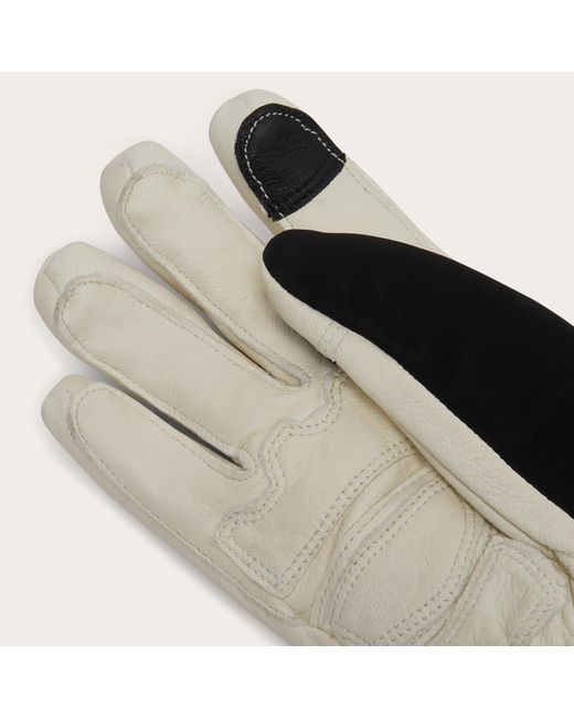 Oakley Black W. Peak Leather Gloves - Color: White