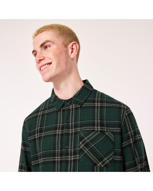Oakley Podium Plaid Ls Flannel - Color: Black/green for men
