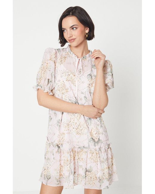 Oasis White Occasion Floral Embroidered Smock Dress