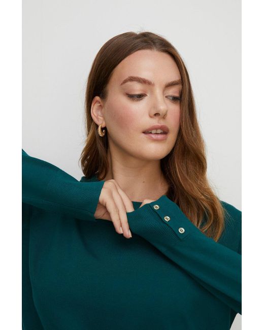 Oasis Green Plus Size Knitted Crew Jumper