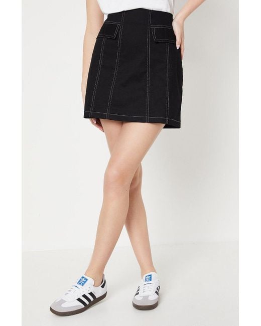 Oasis Black Twill Pocket Mini Skirt