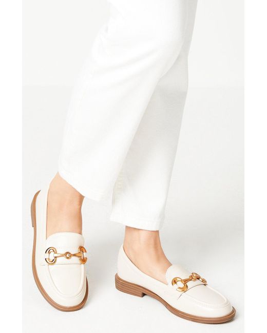 Oasis White Brynn Snaffle Detail Apron Front Loafers