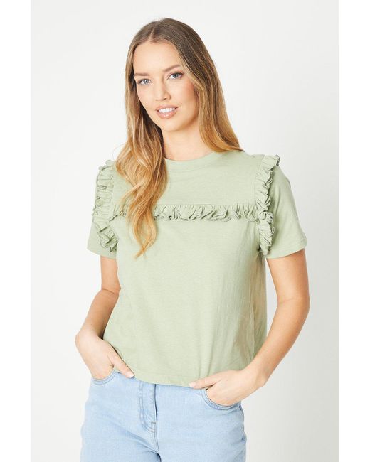 Oasis Green Ruffle Detail Tshirt
