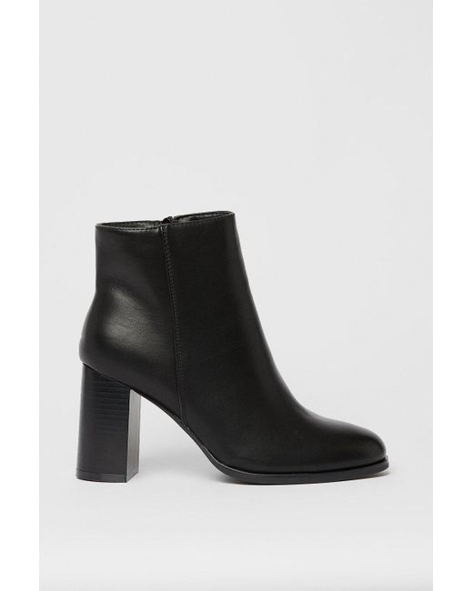 Oasis Black June Almond Toe High Stacked Block Heel Ankle Boots
