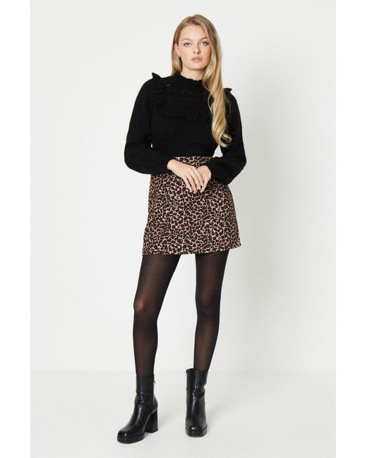 Oasis Black Printed Cord Mini Skirt
