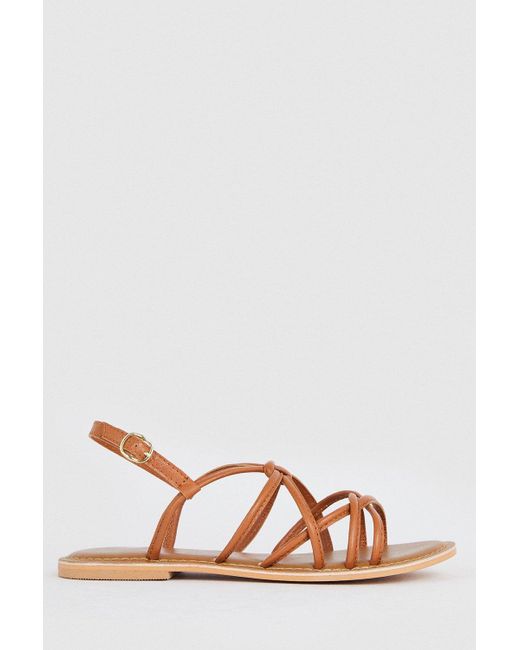 Oasis Natural Leather Knot Flat Sandals