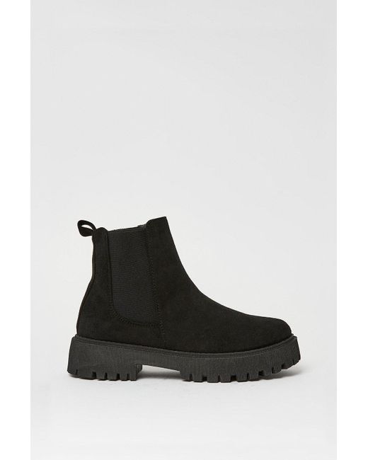 Oasis Black Jinx Cleated Casual Chelsea Ankle Boots