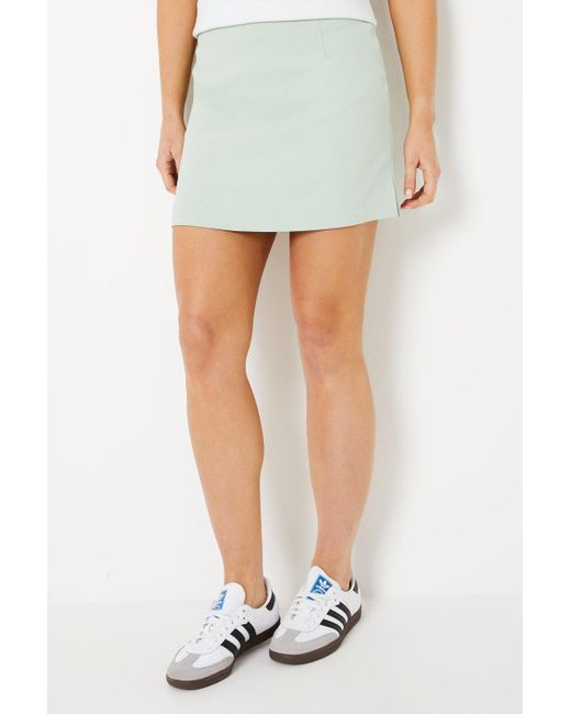 Oasis Blue Tailored Split Side Mini Skirt