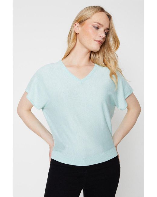 Oasis White Slouchy V Neck Knitted Tee
