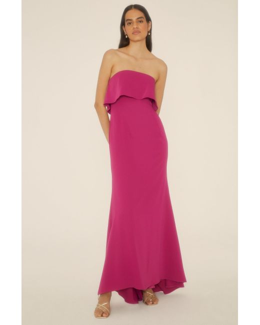 Oasis Pink Premium Crepe Bandeau Midi Dress