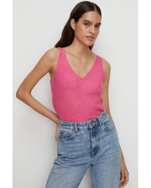 Oasis Pink Cosy Strappy Knitted Vest