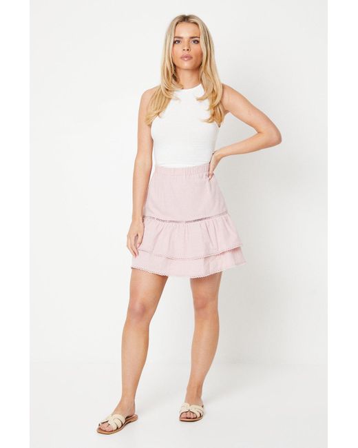 Oasis Pink Petite Twill Pocket Mini Skirt