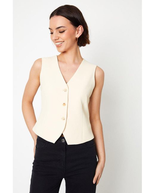 Oasis White Button Front Relaxed Waistcoat