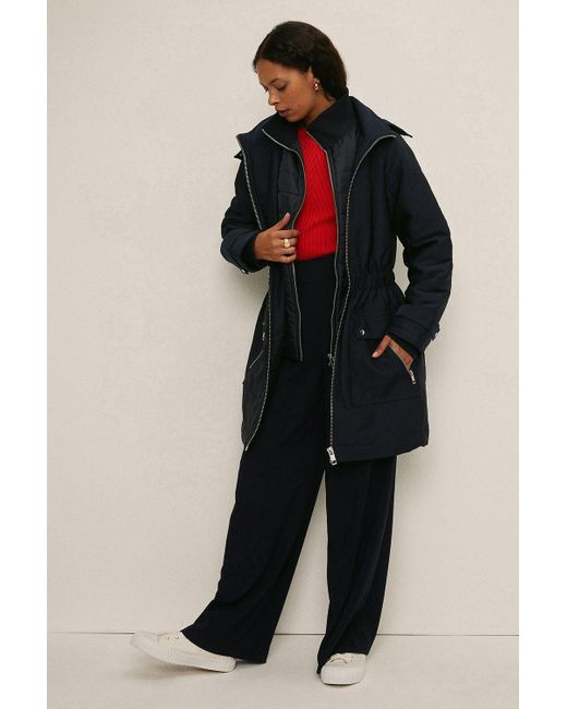 Oasis Black Premium Fur Hood Padded Winter Parka Coat