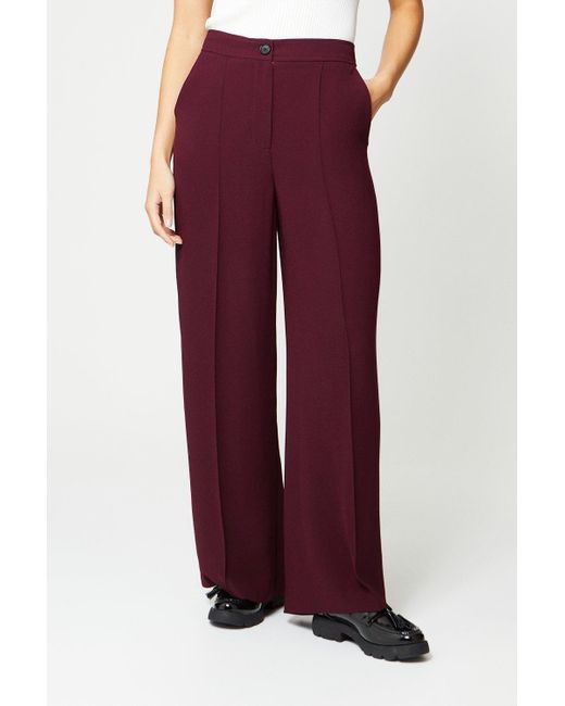 Oasis Red Petite Pintuck Wide Leg Trousers